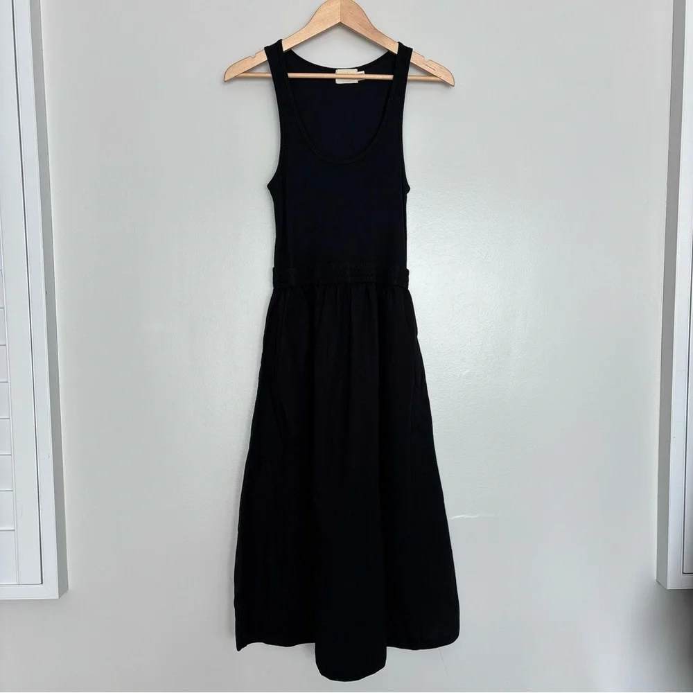 NWOT Nation Ltd Sadelle Black Stretch Cotton Midi Dress Size M